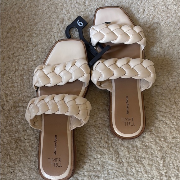 Time and Tru Shoes - Time and Tru Cream Braided Slide Sandals